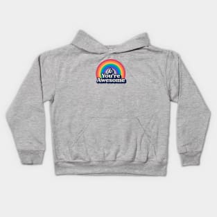 You're Awesome! Vintage retro rainbow with motivational slogan and thumbs up Kids Hoodie
